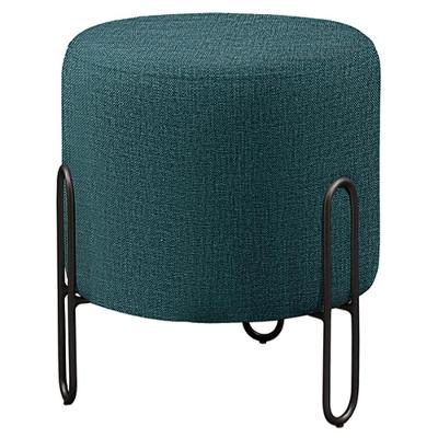 Puff Banqueta Mali Luxo Base Preta Castellar Móbile Linho Azul