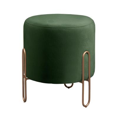 Puff Banqueta Mali Luxo Base Bronze Castellar Móbile Veludo Verde