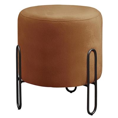 Puff Banqueta Mali Luxo Base Preta Castellar Móbile Corino Caramelo