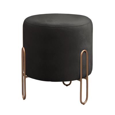 Puff Banqueta Mali Luxo Base Bronze Castellar Móbile Corino Preto