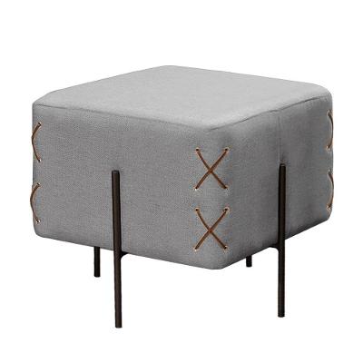 Puff Banqueta Eros Luxo Preto Castellar Móbile Linho Cinza Linho Cinza