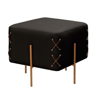 Puff Banqueta Eros Luxo Bronze Castellar Móbile Corino Preto Corino Preto