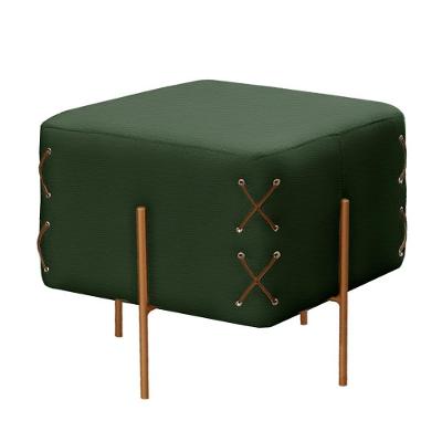 Puff Banqueta Eros Luxo Bronze Castellar Móbile Veludo Verde Veludo Verde