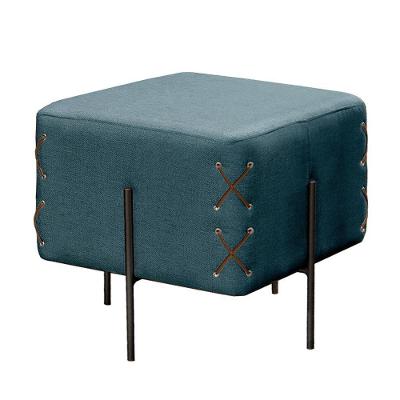 Puff Banqueta Eros Luxo Preto Castellar Móbile Linho Azul Linho Azul
