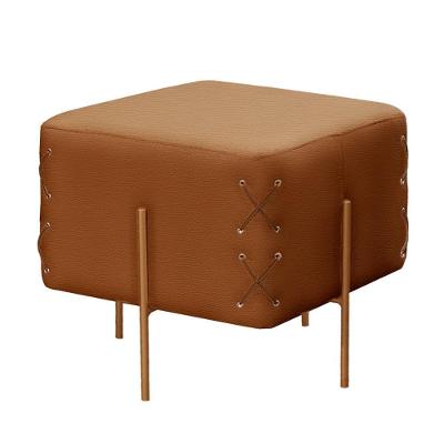 Puff Banqueta Eros Luxo Bronze Castellar Móbile Corino Caramelo Corino Caramelo