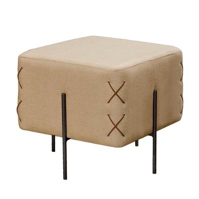 Puff Banqueta Eros Luxo Preto Castellar Móbile Linho Bege Linho Bege