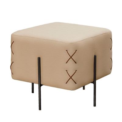 Puff Banqueta Eros Luxo Preto Castellar Móbile Veludo Bege Claro Veludo Bege Claro