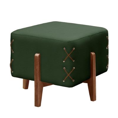 Puff Banqueta Eros Luxo Madeira Maciça Castellar Móbile Veludo Verde Veludo Verde