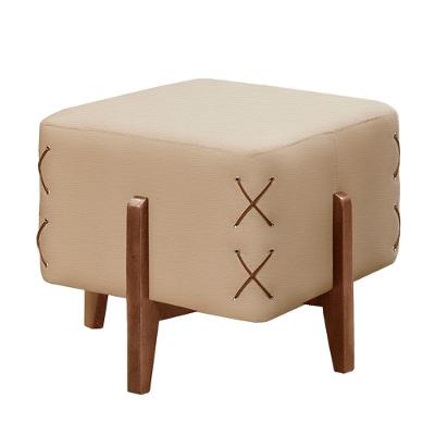 Puff Banqueta Eros Luxo Madeira Maciça Castellar Móbile Veludo Bege Claro Veludo Bege Claro