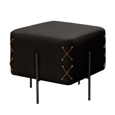 Puff Banqueta Eros Luxo Preto Castellar Móbile Corino Preto Corino Preto