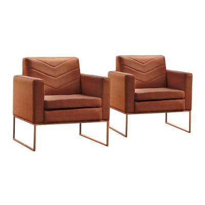 Conjunto - 2 Poltronas Apolo Luxo Base Bronze Castellar Corino Caramelo