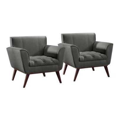 Conjunto - 2 Poltronas Lise Luxo Madeira Maciça Castellar Linho Cinza