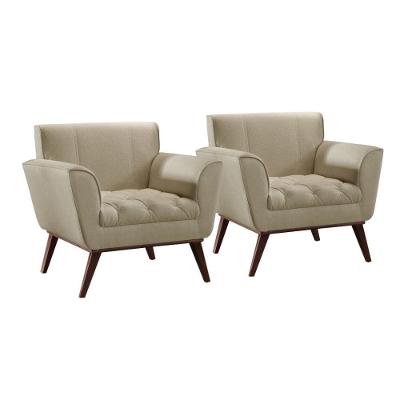 Conjunto - 2 Poltronas Lise Luxo Madeira Maciça Castellar Linho Bege