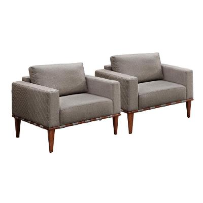 Conjunto - 2 Poltronas Bella Luxo Madeira Maciça Castellar Linho Cappuccino