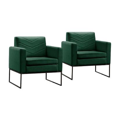 Conjunto - 2 Poltronas Apolo Luxo Base Preta Castellar Veludo Verde