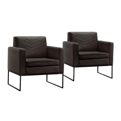 Conjunto - 2 Poltronas Apolo Luxo Base Preta Castellar Corino Preto