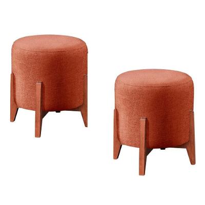Conjunto - 2 Puffs Banqueta Thor Luxo Castellar Móbile Linho Terracota