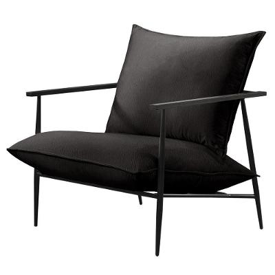 Poltrona Agatha Luxo Metal Industrial Castellar Móbile Corino Preto
