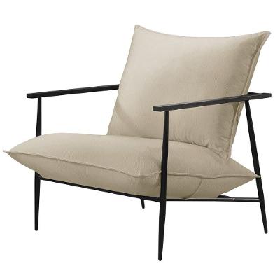 Poltrona Agatha Luxo Metal Industrial Castellar Móbile Corino Off White