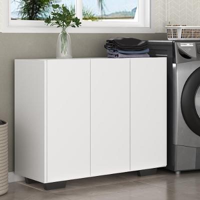 Armário Lavanderia Com 3 Portas 90 Cm Mp5034 Branco/Preto