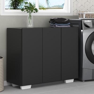 Armário Lavanderia Com 3 Portas 90 Cm Mp5034 Preto/Branco