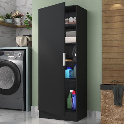 Armário Multiuso Lavanderia Com 1 Porta Multimóveis Preto