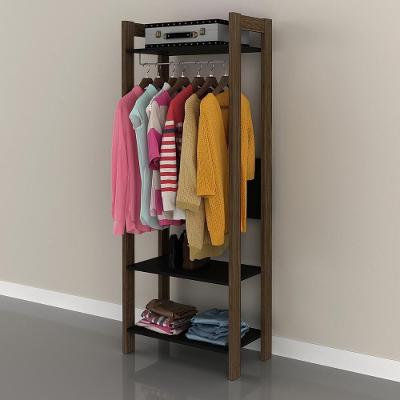 Armário Closet Com Prateleira Cr35007 Preto/Nogal