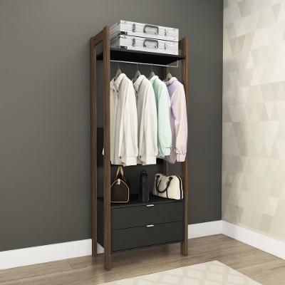Armário Closet Com 2 Gavetas Multimóveis Cr35001 Preto/Nogal