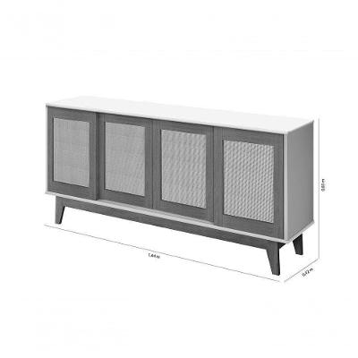 Buffet Detroit 4 Portas Branco / Madeira - Tebarrot
