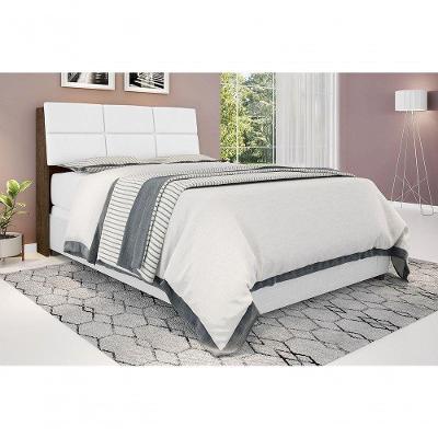 Cabeceira Box Casal 1,38 Isis Malbec Com Painel Class Branco - Framar Móveis