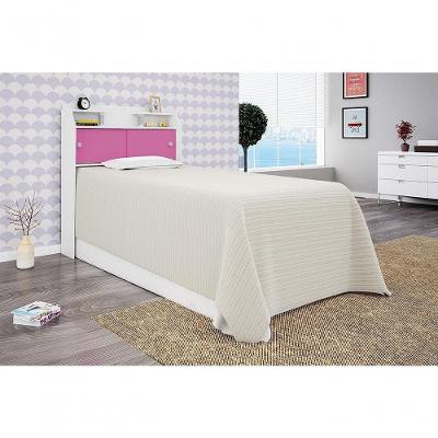 Cabeceira Box Solteiro 0,88cm Elisa Branco Branco/rosa - Framar Móveis