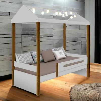 Cama Casa Solt. Lara Branco/mel C/ Led E Colchão