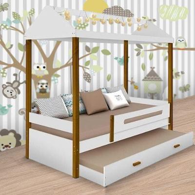 Cama Casa Sara Branco/mel C/ Aux. E Led