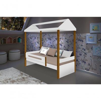 Cama Casa Sara Branco/Mel Com Colchão