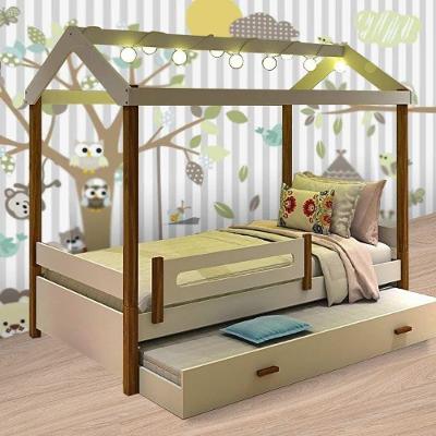Cama Eliz Branco/mel Com Led, Aux. E 02 Colchões