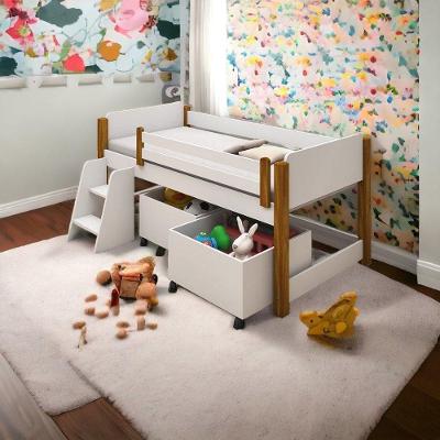 Cama Paty Branco/mel C/ 2 Nichos E Escadinha