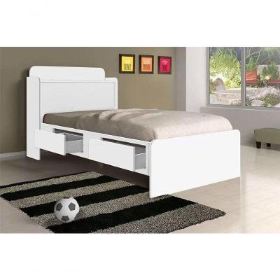 Cama Tamires Solteiro 0,88cm Branco Com Capitonê Nogal - Cambel