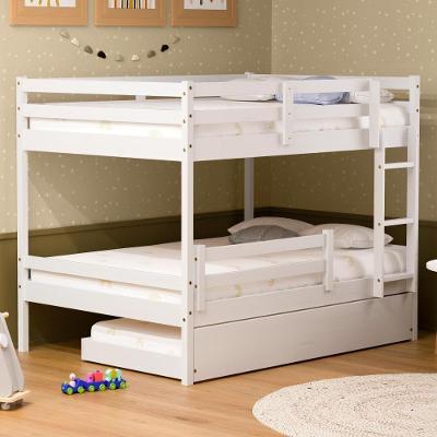 Treliche Casal Casal Slim Com Grade De Proteção Madeira Maciça Branco Housin