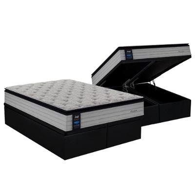 Cama Box Baú Queen: Colchão Molas Sealy MasterPocket Ensacadas Passion + Base CRC Suede Black(158x198)