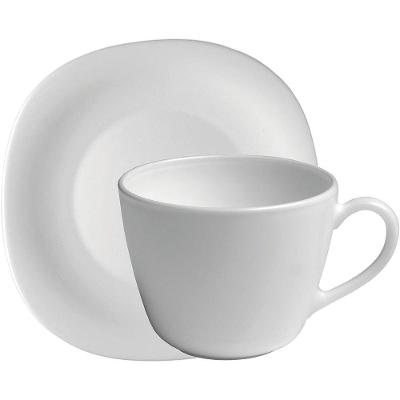 Bormioli Rocco Parma Xícara Chá 7X9X9Cm 220Ml Vidro Temperado Branco 6Pç Com Pires