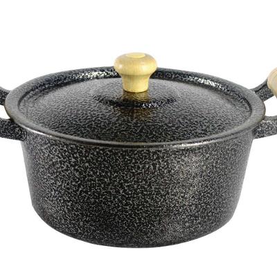 Caçarola Panela Reta Craqueada de Alumínio Alça Madeira 50cm