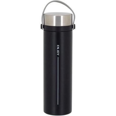 Enjoy Garrafa Térmica 23X6X6Cm 450Ml Inox Preto Parede Dupla