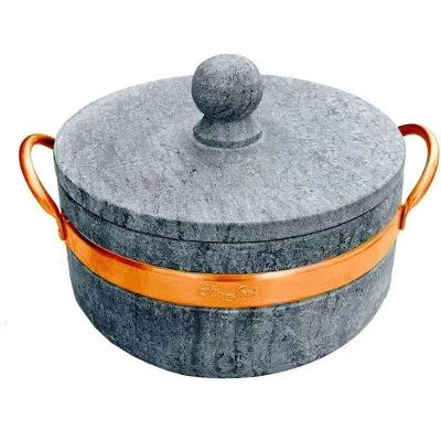 Panela Caçarola de Pedra Sabão com Alça de Cobre 1,5 Litros