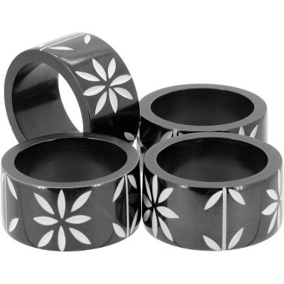 Chinue Anel Guardanapo 3X5X5Cm Osso Preto 4Pç