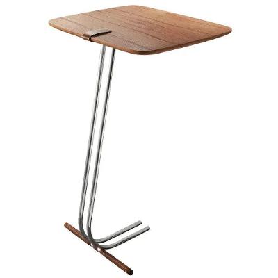 Mesa de Apoio p/ Sofá Bandeja Castanho Base Cromada