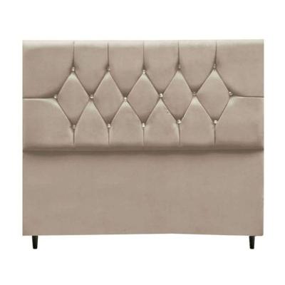 Cabeceira Cama Box Estofada Queen 160 Cm Geovana Suede Bege