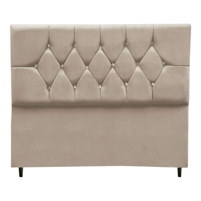 Cabeceira Cama Box Estofada King 195 Cm Geovana Suede Bege