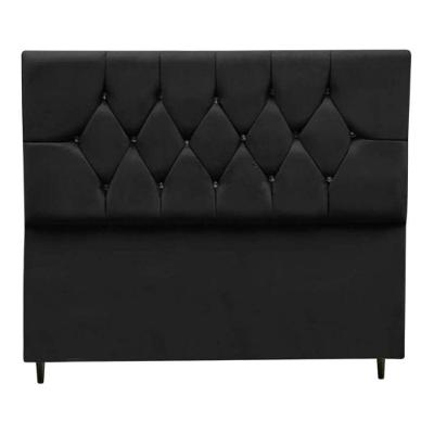 Cabeceira Cama Box Estofada Casal 140 Cm Geovana Suede Preto