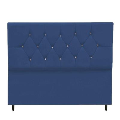 Cabeceira Cama Box Casal 140 Cm Geovana Suede Azul Marinho
