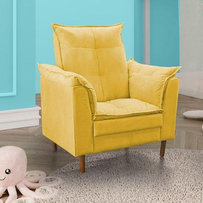 Poltrona De Amamentação Loana Com Puff Suede Amarelo